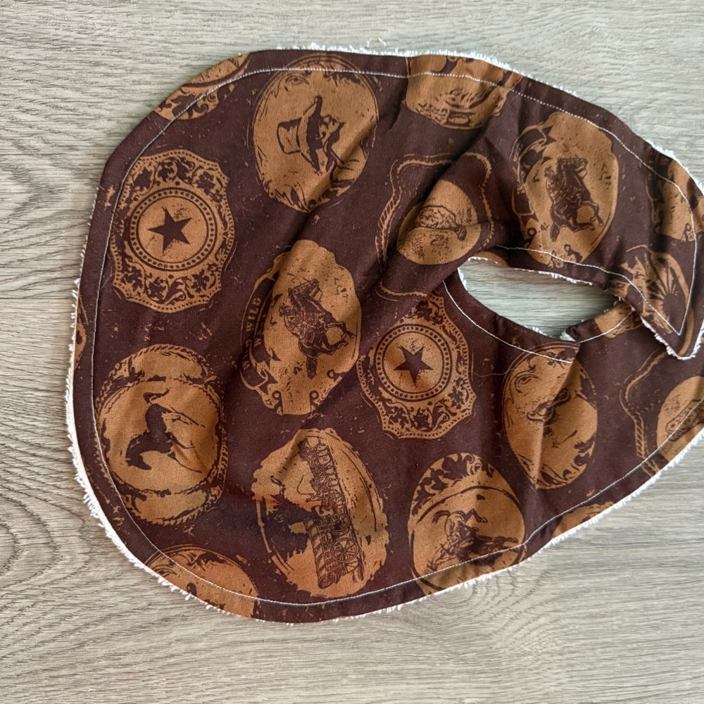 Brown Western Themed Baby Bib